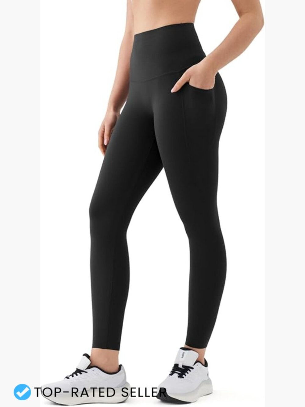 High Waist Leggings No Front Seam Stretchy Yoga Pants with Pockets